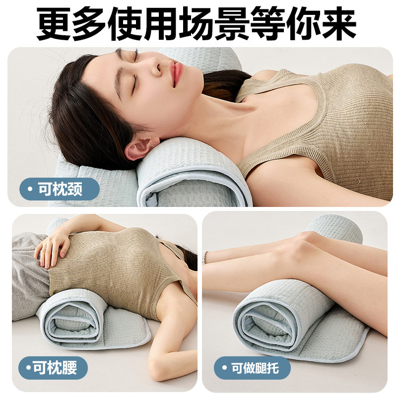 Class a All-Cotton Towel Pillow Traction Pillow for Neck Protection, Adjustable Sleeping Pad, Home Travel Pillow Core, Dirt-Proof Sleeping Pad