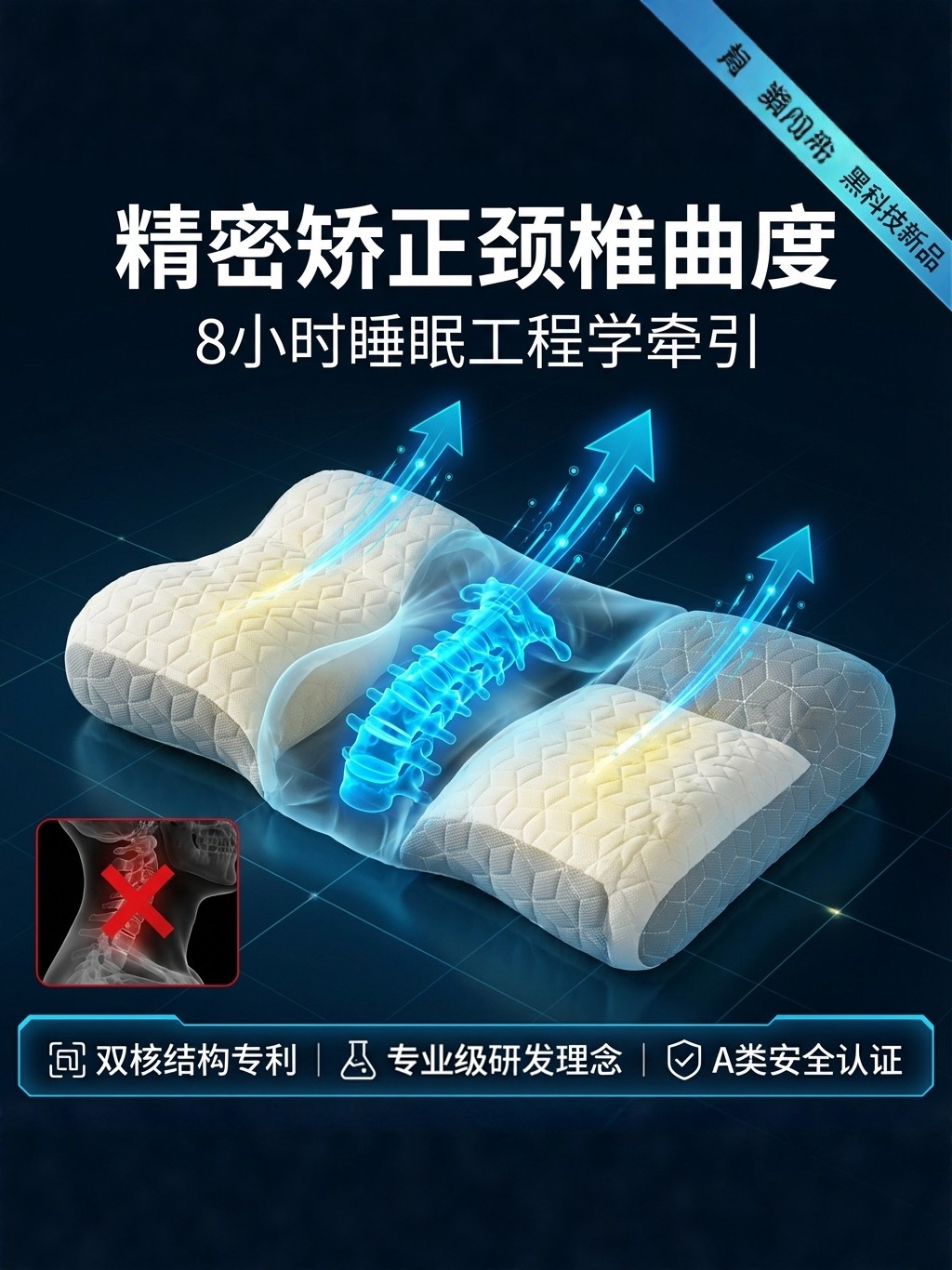 Anti-Arch Latex Traction Pillow, Cervical Spine Protection, Special Pillow Core for Sleep, One Pair, Home Use, Non-Collapse Neck Protection Pillow