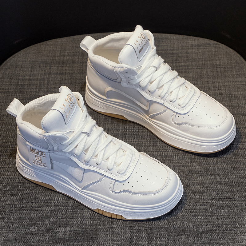 Genuine Leather White Sneakers for Women, 2026 Autumn and Winter New Versatile Popular Lace-Up High-Top Shoes, Women's Sports Casual Sneakers