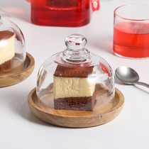 Wooden mat dessert dish with glass cover snack tray macaron snack tray afternoon tea small dish