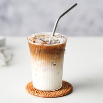 Creative handmade ribbed glass hemmed American latte ice coffee cup high temperature water Cup Mug Cup