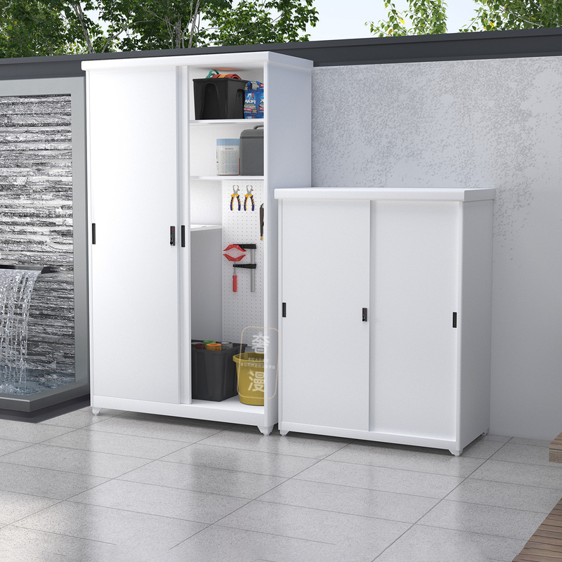 Outdoor Waterproof and Sun-Proof Storage Cabinet 2026 Popular Household Steel Balcony Storage Cabinet with Sliding Door for Miscellaneous Items Outdoor Waterproof and Sun-Proof Storage Cabinet 2026 Popular Household Steel Balcony Storage Cabinet with Sliding Door for Miscellaneous Items