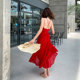 Sling dress female Xia Sanya seaside vacation backless skirt photo super fairy beach dress red desert long skirt