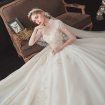  Main wedding dress 2021 new French temperament bride small starry sky retro pregnant women luxury big tail French light