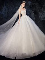  Suspender light main wedding dress 2021 new temperament bride French simple small summer lace trailing female