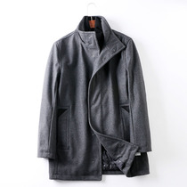 Woolen coat male foreign trade Original Single autumn and winter business leisure fake two wool coat long woolen coat 2