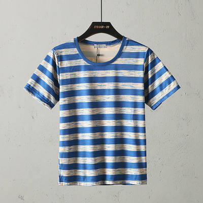 Hair Welfare Clear Sea Army Soul Foreign Trade Couple Summer Casual Striped T-shirt Outdoor Round Collar Speed Dry Short Sleeve T-shirt