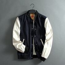 Cattle recommends autumn new mens baseball collar Stitching small floral slim-fit bomber jacket Korean version of coat