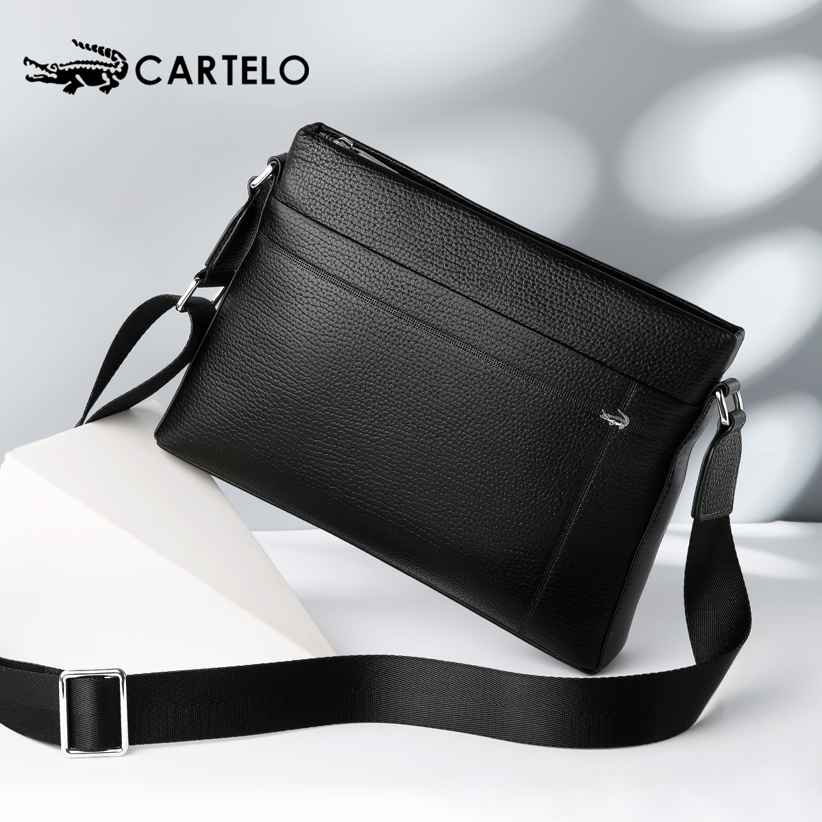 Cardele Crocodile Men's Leather Business Briefcase Large-capacity One-shoulder Messenger Bag Leisure Computer Bag File Bag