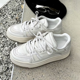 European Station 2025 Autumn and Winter New Thick-Soled Handmade Distressed White Sneakers Women's Versatile Casual Shoes Trendy Sports Shoes