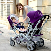 kids&koalas Коляска для двоих с сидением, лавандовая рама для новорожденных, можно сидеть и лежать