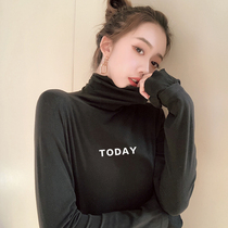2019 autumn new cotton long sleeve T-shirt female slim dress Korean version wear Joker high neck base shirt winter