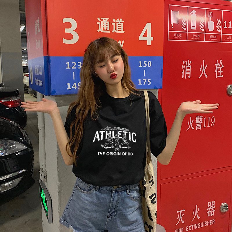 Ancient Sensation Teenage Girl T-Shirt Harbor Taste Bf Loose Large Size Women's Dress Superfire Cec Short Sleeve Women Ins Tide Students Blouse Summer