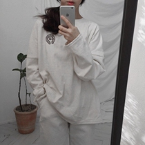 White cotton long sleeve T-shirt female 2019 spring and autumn new students chic jacket Hong Kong flavor loose versatile base shirt