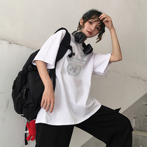 Fat mm size womens short sleeve t-shirt womens summer dress Korean version of Super fire cec ancient feeling Girl Loose half sleeve top tide