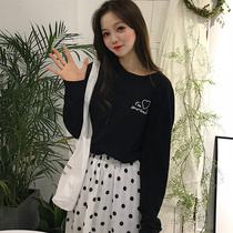 ins Super fire long sleeve T-shirt female 2018 autumn new Korean version of Wild loose chic harbor flavor autumn clothes tide
