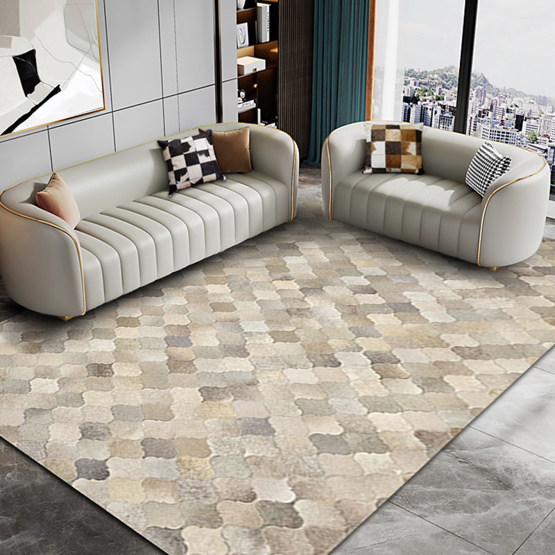 Cowskin carpet splicing living room sofa mat light luxury bedroom bedside fur carpet sample room photo fur fur