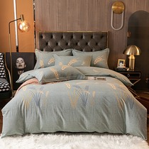 Pure Cotton Four Pieces High Quality Grinding Wool All-cotton Home Bed Bedding Linen Quilt Cover 1 8 Double Pro-Skin Girl Heart