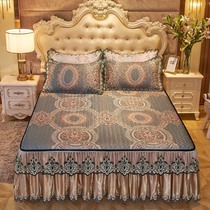 Summer Air Conditioning Soft Mat Foldable Machine Washable Ice Silk Bed Mat Three Sets Bed Skirt Eurostyle Lace Side Detachable