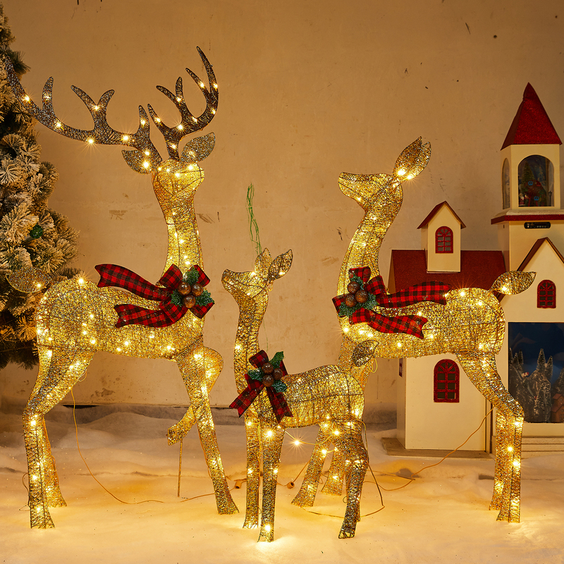 Christmas Tree Decorations, Illuminated Iron Art Golden Deer and Elk, Hotel and Shopping Mall Large Scene Decorations, Christmas Decorations Christmas Tree Decorations, Illuminated Iron Art Golden Deer and Elk, Hotel and Shopping Mall Large Scene Decorations, Christmas Decorations