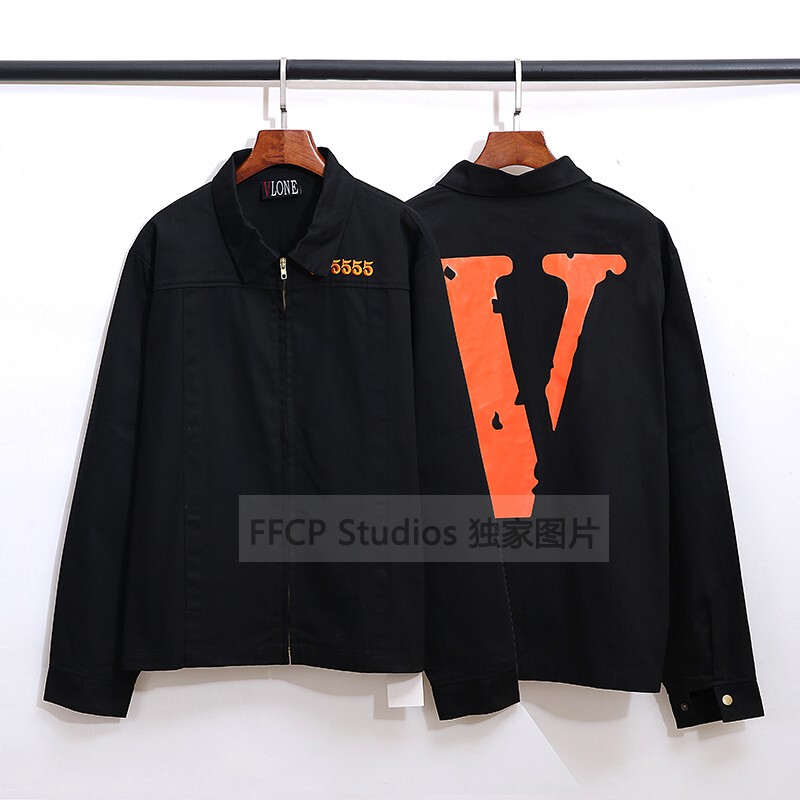 Vlone Fog Big V Prison Coach Jacket 555555 Unisex Zipper Jacket American Trend Limited Edition Spring and Autumn Top Trendy
