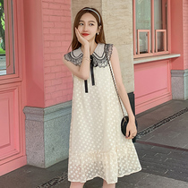 Pregnant Women summer fashion hot mom sleeveless chiffon dress 2021 New Korean loose size long skirt