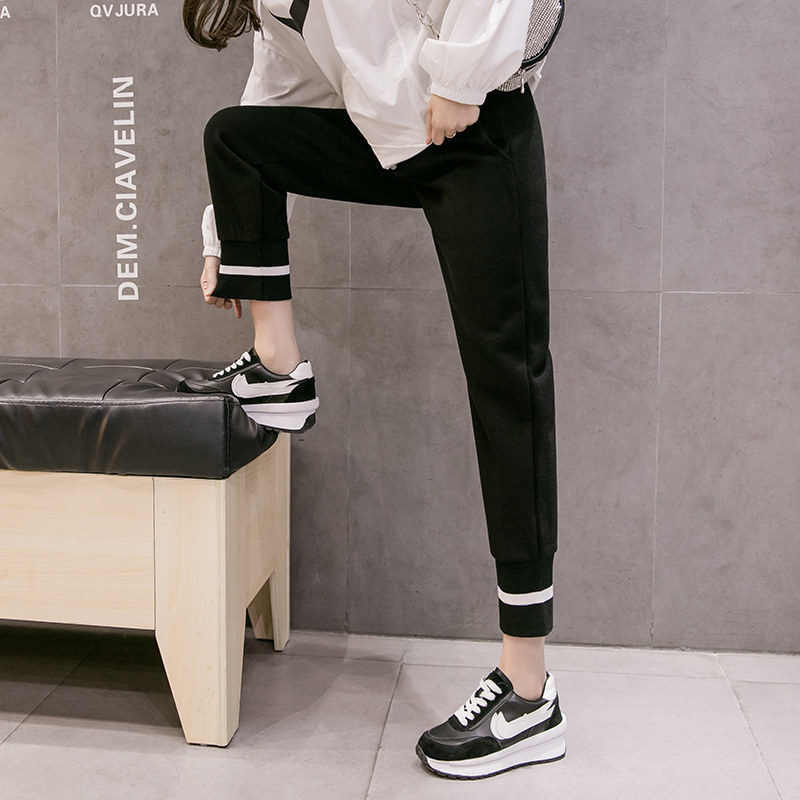 Pregnant Woman Inside Hitch Pants Outside Wearing Fall Tide Moms Pants 2022 New Nursery Pants Spring Autumn Pure Cotton Sports Casual Pants