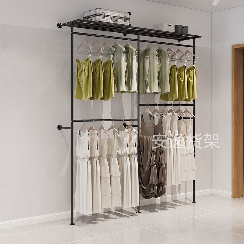Metal Wardrobe Wall-Mounted Hanger for Home Use, Clothes Rack, Quilt and Suitcase Storage Shelf, Thickened Material