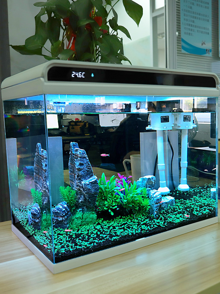 Sen Sen free water small fish tank Goldfish ultra-white glass living room Ecological self-circulation small household intelligent aquarium