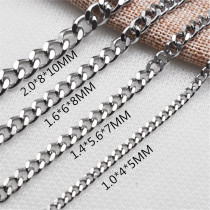 304 stainless steel chain four-sided grinding chain Mens and womens homemade necklace button chain DIY handmade products