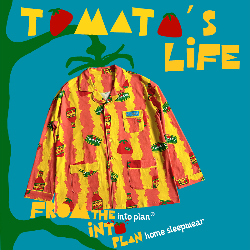 Yintu Plan the into Plan Loose-Fitting Pure Cotton Unisex Loungewear Tops Cute Couple Pajamas Tops