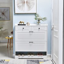 White flip shoe cabinet ultra-thin 17 simple modern doorway porch small household economy space Louver