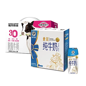【蒙牛】零脱脂12盒+金奖纯奶10盒组合