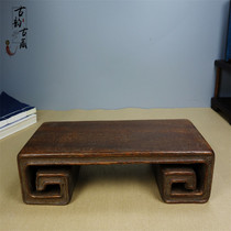 Chinese retro-old flower pear wood precision back-grain base solid wood carving hand-carved collection