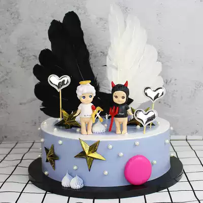 Net red ins devil angel cake ornaments Cupid unicorn rabbit doll birthday baking cake decoration