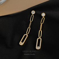 Original must-enter long thin suitable for round face temperament Zircon earrings earrings female mosquito coil plate ear clip No ear pierced female