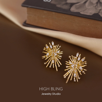 2021 new fashion must enter fireworks elf zircon earrings earrings female silver needle mosquito coil plate ear clip no ear holes female