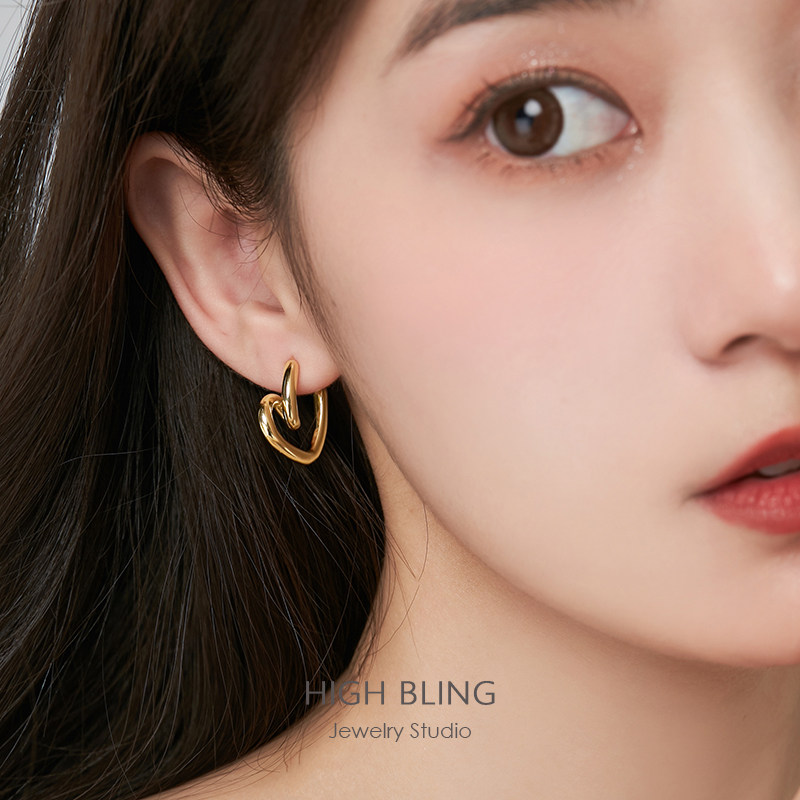 Japan-ROK minimalist design torsion loving metal sweet and coveable female silicone ear clip ear trim 925 silver needle unique