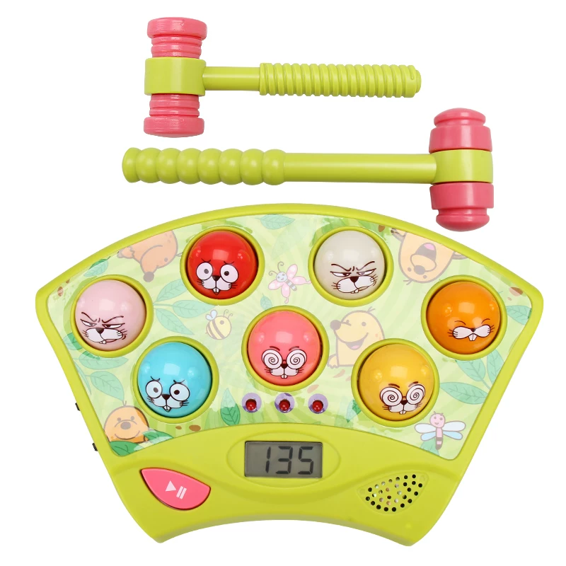 Electric classic toy for early age anti-stress \"Gopher\", drums, interactive action game, game console, for children and parents