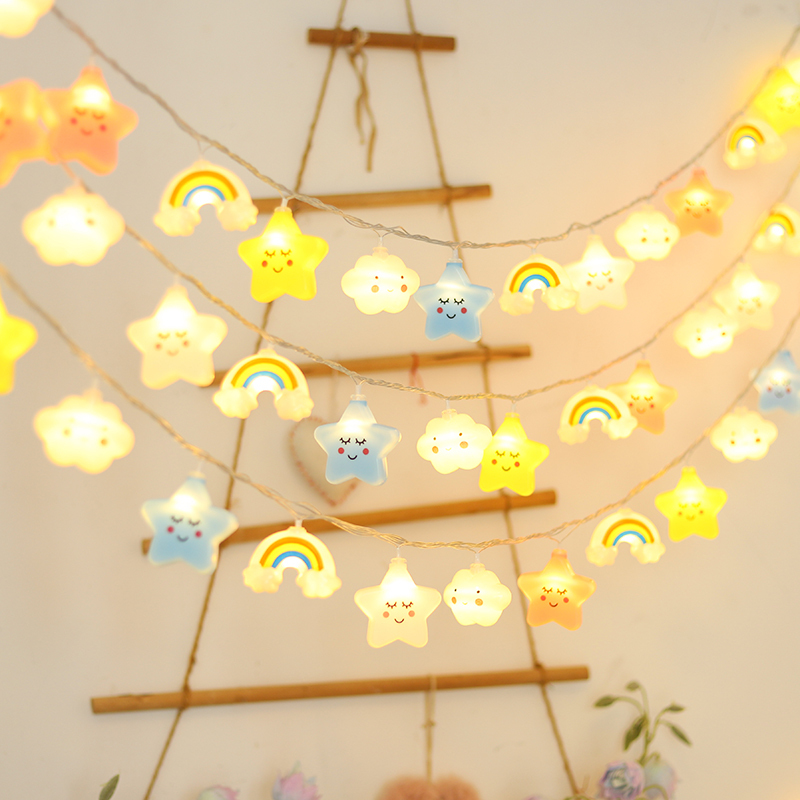 Star-Shaped Small Colorful Lights Flashing String Lights for Children's Room Tent Decoration, Outdoor Camping, Stall Setup, Waterproof Atmosphere Lights