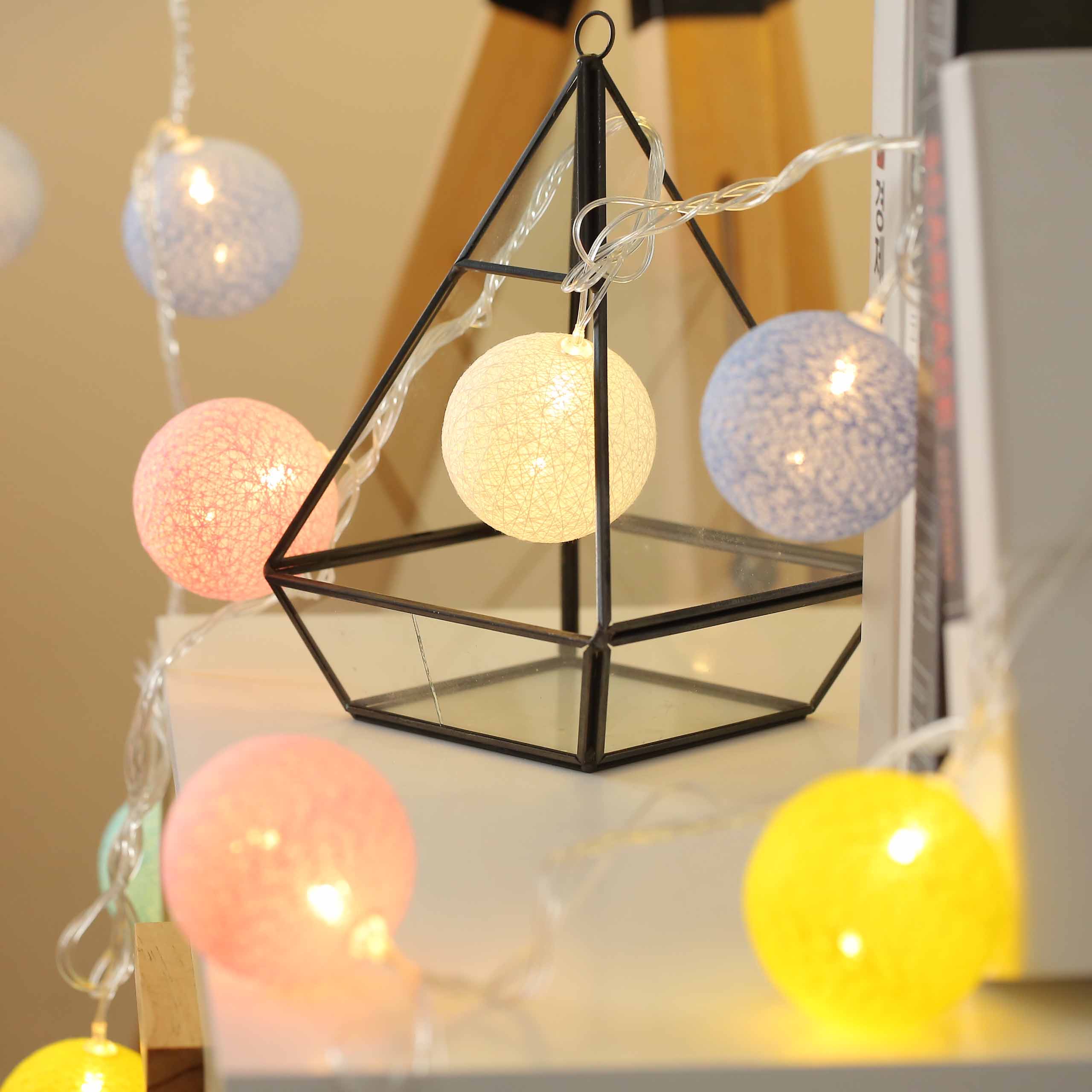Thai Handmade Cotton Ball Led A Small Lantern String Lights Maiden Heart Bedroom Dormitory Room Decorated Small Bulbs Ins