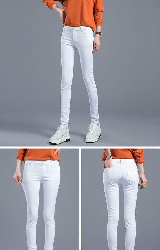Quần trắng nữ mùa thu 2018 mới chân quần cạp cao quần bút chì cộng với quần legging nhung nữ mặc chín quần mùa đông shop quần áo nữ gần đây