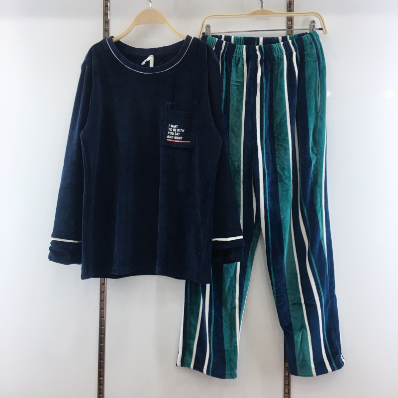 Mùa thu và mùa đông mới Bộ đồ ngủ đôi Nicole 2018 dịch vụ tại nhà hai mặt cashmere đồ ngủ nữ giản dị N83D5411 bộ hoạt hình các loại