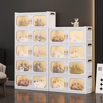Installation-free shoe cabinet household foldable storage cabinet indoor door transparent storage box multi-layer simple shoe rack