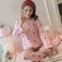 Bộ đồ ngủ nữ cotton dài tay mùa thu phiên bản Hàn Quốc có thể mặc bên ngoài cô gái xinh xắn và đáng yêu phục vụ nhà sinh viên cotton hai mảnh nội y cao cấp