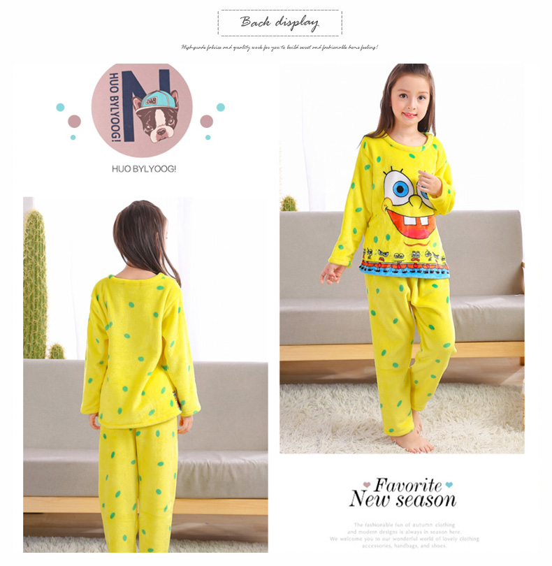 Đồ ngủ trẻ em flannel bé trai và bé gái nhung san hô mùa thu và mùa đông dày lên trong bộ đồ phục vụ nhà lớn của trẻ em đồ bộ pijama