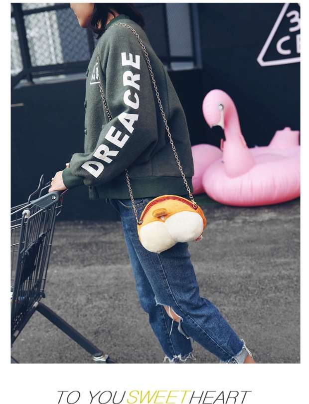 Phim hoạt hình thêu sang trọng dễ thương Túi sinh viên dễ thương Túi nhỏ Túi đeo chéo Keji Ass Shoulder Messenger Túi tiền xu ví vans