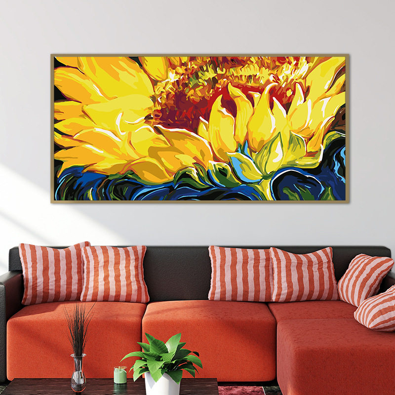 Hand-painted digital oil painting landscape character Maple leaf ship Flower living room painting low-cost oil painting