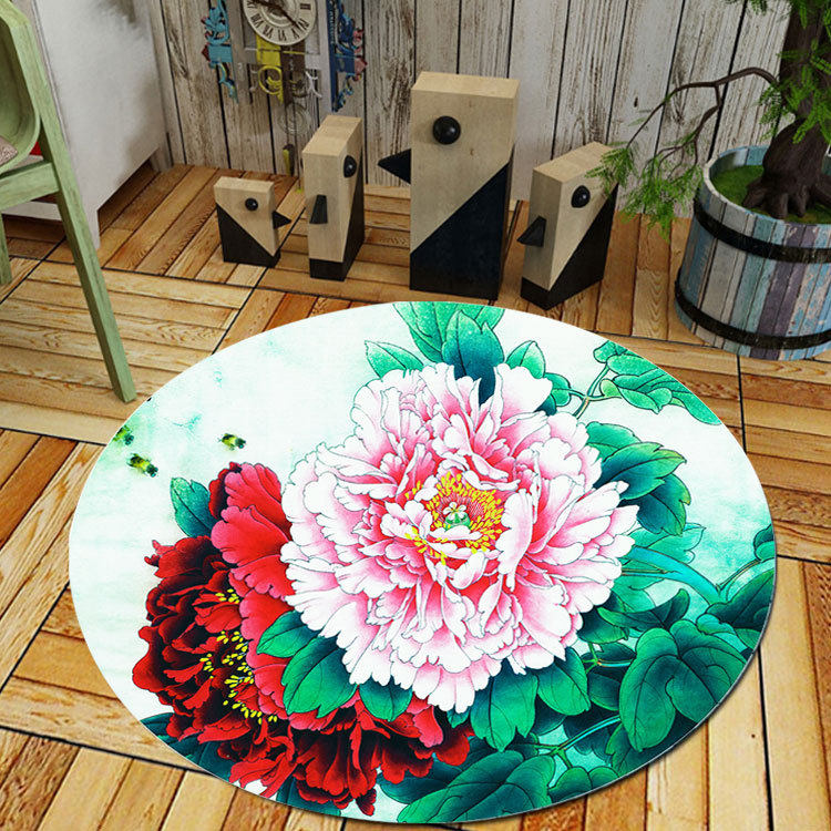 Round China Wind Printed Carpet Living Room Computer Desk Anti Slip Corner Blanket Can Be Round Cushion