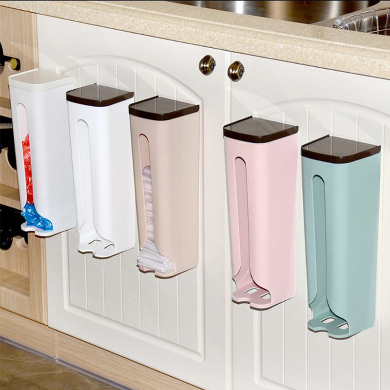 Plastic wall-mounted storage box Kitchen garbage bag finishing box Debris plastic bag storage box